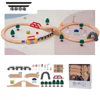 拓斯帝诺木质轨道车套装 木制益智拼装玩具车brio积木hape 单孔桥一加小轨道 官方标配