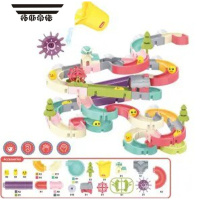 拓斯帝诺儿童玩具滚珠轨道滑道旋转弹珠滚球拼装搭建积木塔3到6岁男孩益智 至尊版 86pcs轨道滑滑乐