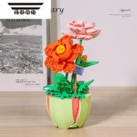 拓斯帝诺花束鲜花盆栽植物积木女孩拼装玫瑰花女生系列女节礼物