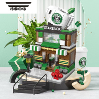 拓斯帝诺中国积木街景儿童玩具益智男孩子拼装房子别墅女孩系列冰淇淋城堡