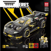 拓斯帝诺中国积木汽车男孩布加迪跑车兰博基尼赛车儿童益智拼装玩具车模型