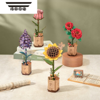 拓斯帝诺若客木艺繁花积木拼装模型益智玩具女diy手工3d立体拼图礼物