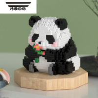 拓斯帝诺可爱大熊猫和花花积木萌兰果赖福宝益智拼装拼图玩具摆件礼物