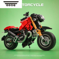 拓斯帝诺中国积木本田古兹杜卡迪摩托车摆件男孩子拼装模型收藏生日礼物