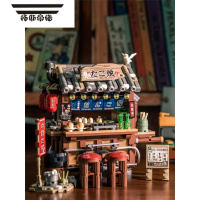 拓斯帝诺港式大排档日式章鱼烧街景小店益智拼装中国积木玩具女孩生日礼物