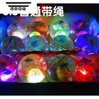 拓斯帝诺儿童发光弹力水晶球带绳大号发光弹跳球实心水晶球闪光手甩跳跳球 6.5普通带绳12个装(一盒)