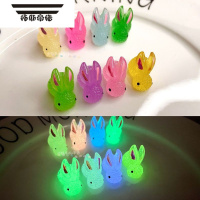 拓斯帝诺迷你夜光发光小白兔DIY树脂配件 小兔子手机壳饰品摆件夜光小玩具 彩色夜光小兔子[5只混装]没有赠品