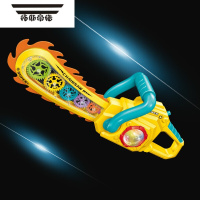 拓斯帝诺儿童电锯强新年齿轮发光音乐刀棒光头宝宝小电动锯男孩剑锯子玩具 发光透明齿轮电锯-黄色+螺丝刀送3节5号电池