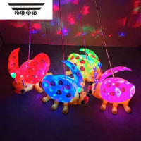 拓斯帝诺新款电动儿童玩具发光音乐万向轮七星瓢虫甲虫 夜市 地摊火爆产品 电动七星瓢虫[1个装] 带电池