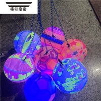 拓斯帝诺新款发光链子拍拍球闪光足球儿童发光健身弹力球甩甩球玩具摆地摊 链子闪光球[随机50个]送打气筒