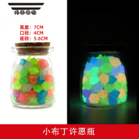 拓斯帝诺夜光石荧光石发光石头月光宝石鱼缸造景花园儿童玩具桌面摆件 小布丁许愿瓶 含菱形夜光石