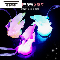 拓斯帝诺儿童发光小鱼玩具海洋馆礼品七彩挂绳可爱小海豚卡通创意搪胶玩具 双海豚单个送电池