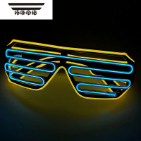 拓斯帝诺led发光眼镜蹦迪el百叶窗无线爆闪ktv酒吧电音节气氛通用道具 荧光绿 黄色+天蓝色
