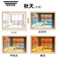 拓斯帝诺抖音同款灯光画小夜灯 素描灯光装饰画氛围灯卧室阳光画发光画ins 大号[秋天]USB插电款丨三色灯光