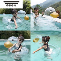 拓斯帝诺游泳圈儿童腋下圈ins网红宝宝座圈小孩透明鸭子加厚3-6-9岁浮圈