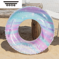 拓斯帝诺五彩星空亲子游泳圈加厚成人腋下圈男女亮片泳圈救生圈大人儿童