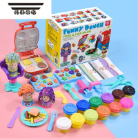 拓斯帝诺老爸24色小麦彩泥汉堡机评测儿童橡皮泥超轻粘土沙玩具套装 汉堡机+旋转理发师+水果合模+12色28g彩泥+8个配