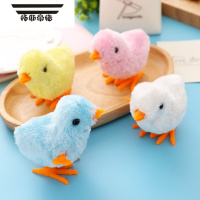 拓斯帝诺抖音同款仿真可爱跳跳小鸡上链会跑毛绒玩具幼儿园礼物 发条小鸡一个[颜色随机]