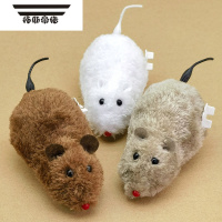 拓斯帝诺网红上链弦发条玩具毛绒老鼠会跑仿真小动物猫咪狗狗宠物玩具 发条毛绒老鼠3只(随机色)