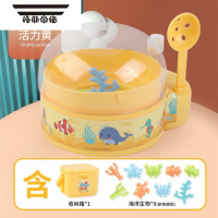拓斯帝诺钓鱼玩具女孩发条捞鱼夹扭蛋迷你钓鱼游戏机男生儿童小型抓娃娃机 透明盖捞鱼机[黄色袋装]