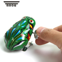 拓斯帝诺铁皮青蛙儿童玩具发条宝宝弹跳怀旧童年乐趣金属兔子公鸡老鼠 新款发条青蛙 ZAI