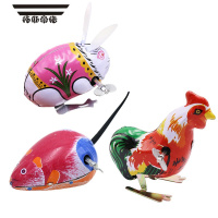 拓斯帝诺小跳蛙玩具上劲儿童上发条小鸡会跳小青蛙弹跳上弦铁皮青蛙跳跳蛙 兔子1只+公鸡1只+老鼠1只