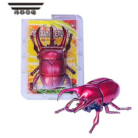 拓斯帝诺新品创意整蛊道具 会动的昆虫模型 儿童上链格斗甲虫发条动物玩具 红色