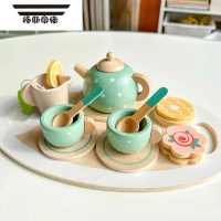 拓斯帝诺茶杯茶壶儿童仿真下午茶甜点蛋糕木制玩具过家家宝宝厨房茶具套装
