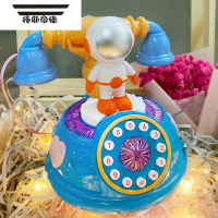 拓斯帝诺儿童太空人电话机复古卡通座机早教益智灯光音乐仿真玩具3岁5女孩