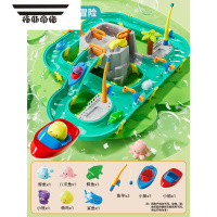 拓斯帝诺玩水玩具网红水上乐园冲浪大冒险大型模拟河道男生日礼物儿童钓鱼 豪华版[水上冲浪大冒险]双层滑水道+蓄水水坝+漂流