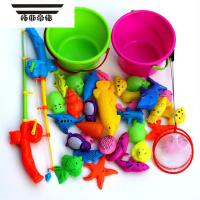 拓斯帝诺玩具鱼竿儿童钓鱼伸缩钓鱼磁性鱼竿玩具益智吸铁石儿童钓鱼玩具杆 50鱼+2猫竿+2桶+2网+2鲨+2黄