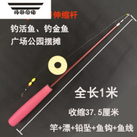 拓斯帝诺儿童钓鱼玩具磁性鱼竿仿真伸缩磁力鱼竿宝宝钓金鱼竿配件广场摆摊 2根1米钓活鱼竿 颜色随机