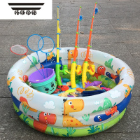 拓斯帝诺钓鱼玩具塑料儿童男孩小孩女孩宝宝钓鱼池竿磁性鱼套装1-3-6岁至 60cm恐龙池+50鱼3杆3网3桶1气泵