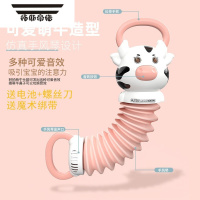 拓斯帝诺啄木鸟捉虫玩具幼儿益智力动脑钓鱼玩具宝宝锻炼应边反应能力玩具 粉色萌牛手风琴〖电池版〗