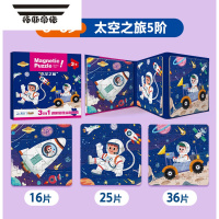拓斯帝诺2-3-4-6岁北斗幼儿磁力磁性拼图三合一益智动物 交通工具恐龙玩具 3-6岁:太空之旅(16 25 36 三片