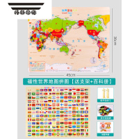 拓斯帝诺中国地图拼图益智玩具磁力蒙氏早教3-4-6岁8小学儿童智力开发磁性 [单件]无磁世界拼图 送支架+百科册
