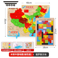 拓斯帝诺木质磁力中国和世界地图拼图初中生磁性3到6岁儿童3d立体益智玩具 磁性/中国地图+俄罗斯方块