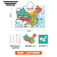 拓斯帝诺磁力中国世界地图拼图儿童早教磁性3到6岁以上男女孩益智木质玩具 [经典款]大号磁性中国地图(地理知识手册)