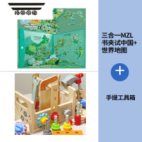 拓斯帝诺蒙氏教具早教磁性力儿童中国地图世界拼图幼儿园益智玩具蒙特梭利 三合一MZL+手提工具箱