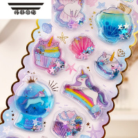 拓斯帝诺儿童卡通灌水贴纸3d立体注水入水摇动水晶宝石灌油可爱动物粘贴画