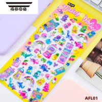 拓斯帝诺儿童贴纸闪亮冰淇淋独角兽立体水晶贴女孩滴胶水杯日记装饰粘贴画