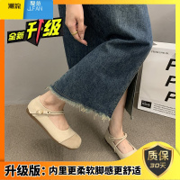 聚范复古勃肯鞋女平底单鞋2023新款圆头浅口玛丽珍鞋软底豆豆鞋奶奶鞋