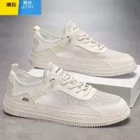 聚范工作男鞋夏季网面透气薄款镂空网鞋一脚蹬运动休闲小白平板鞋