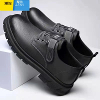 聚范男士皮鞋软皮透气休闲鞋软底英伦风工装鞋防滑耐磨男鞋子时尚百搭