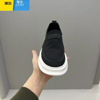 聚范帆布男鞋夏季透气男士运动休闲帆布板鞋黑色一脚蹬懒人老北京布鞋