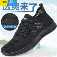 聚范夏季男鞋网面透气防滑休闲系带运动工作鞋大码45464748爸爸网眼鞋