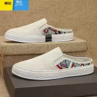 聚范半拖男鞋夏季透气灯芯绒一脚蹬布鞋潮流百搭休闲开车平底板鞋潮鞋