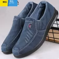 聚范老北京中年单鞋爸爸鞋水洗牛仔帆布鞋男鞋一脚蹬开车休闲