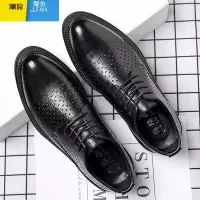 聚范皮鞋男款夏季透气商务正装2024新款黑色休闲凉鞋镂空夏天鞋子