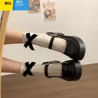 聚范粗跟高跟小皮鞋女2024新款厚底增高法式复古玛丽珍单鞋圆头
